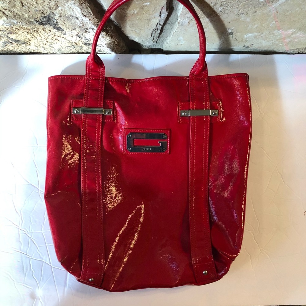 GUESS Extra large patent red leather bag!